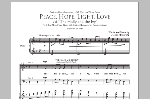 Peace, Hope, Light, Love (with The Holly And The Ivy) (2-Part Choir) von John Purifoy
