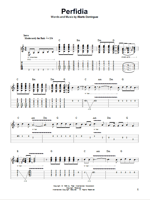 Perfidia (Guitar Tab (Single Guitar)) von The Ventures