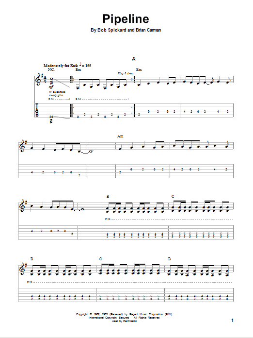 Pipeline (Guitar Tab (Single Guitar)) von The Ventures