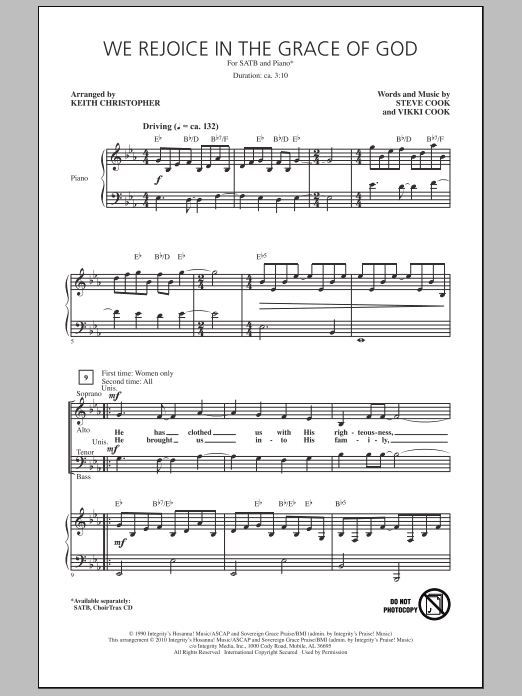 We Rejoice In The Grace Of God (SATB Choir) von Keith Christopher