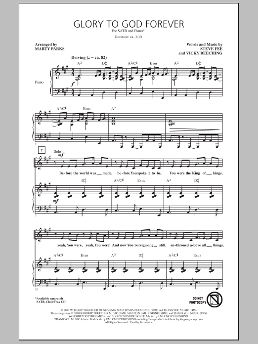 Glory To God Forever (SATB Choir) von Marty Parks