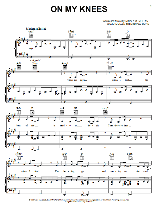 On My Knees (Piano, Vocal & Guitar Chords (Right-Hand Melody)) von Nicole C. Mullen