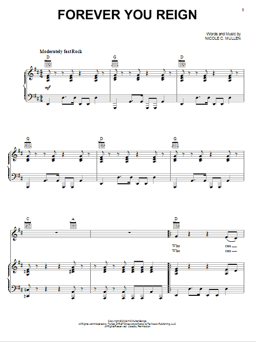 Forever You Reign (Piano, Vocal & Guitar Chords (Right-Hand Melody)) von Nicole C. Mullen