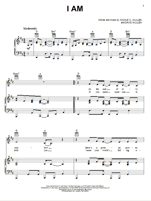 I Am (Piano, Vocal & Guitar Chords (Right-Hand Melody)) von Nicole C. Mullen