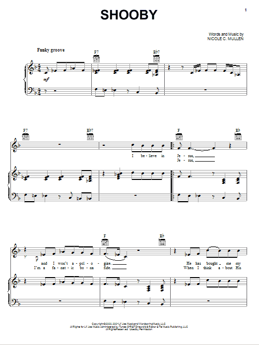 Shooby (Piano, Vocal & Guitar Chords (Right-Hand Melody)) von Nicole C. Mullen