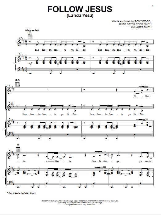 Follow Jesus (Landa Yesu) (Piano, Vocal & Guitar Chords (Right-Hand Melody)) von Nicole C. Mullen