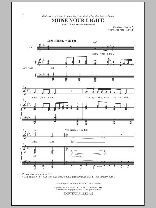 Shine Your Light! (SATB Choir) von Greg Gilpin