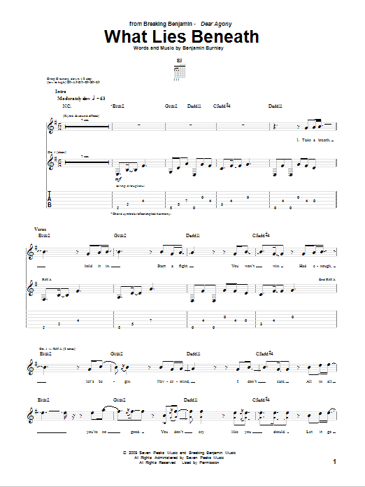 What Lies Beneath (Guitar Tab) von Breaking Benjamin