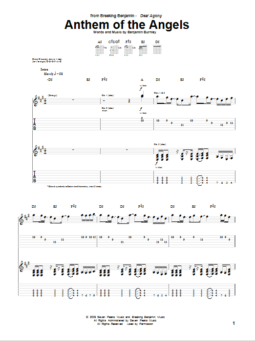 Anthem Of The Angels (Guitar Tab) von Breaking Benjamin