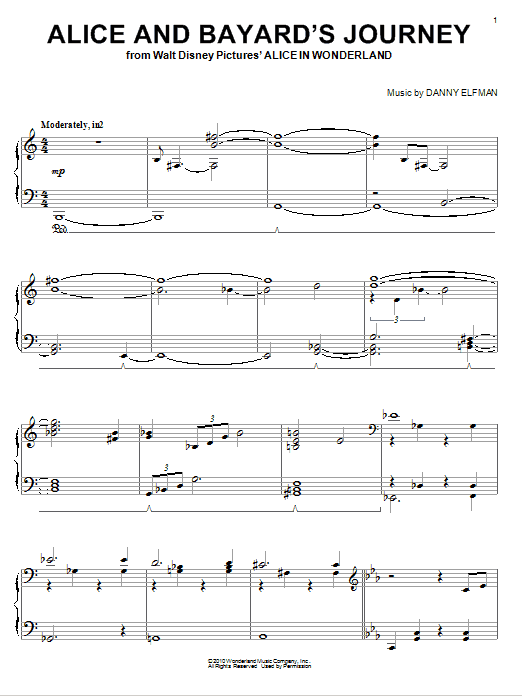 Alice And Bayard's Journey (Piano Solo) von Danny Elfman