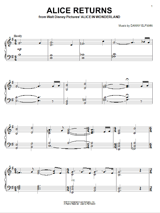 Alice Returns (Piano Solo) von Danny Elfman