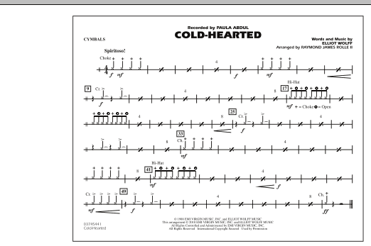 Cold-Hearted (Featured in Drumline Live) - Cymbals (Marching Band) von Raymond James Rolle II