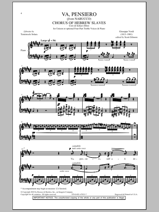 Va, Pensiero (4-Part Choir) von Giuseppe Verdi