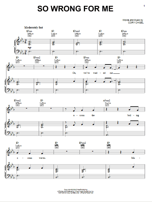 So Wrong For Me (Piano, Vocal & Guitar Chords (Right-Hand Melody)) von Cory Chisel And The Wandering Sons