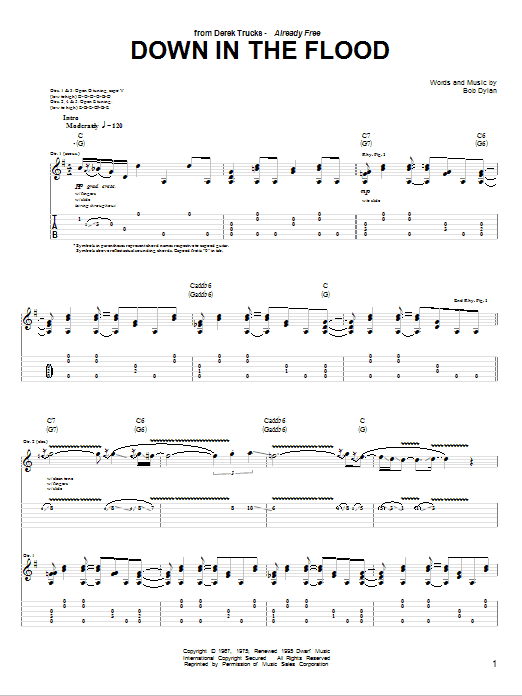 Down In The Flood (Guitar Tab) von The Derek Trucks Band