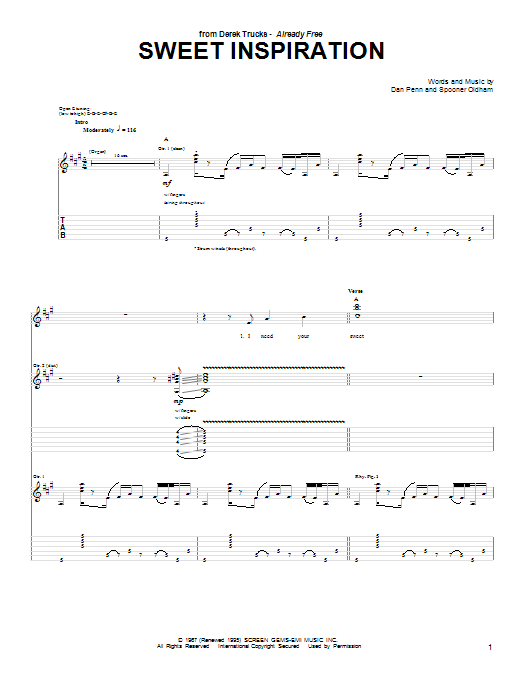 Sweet Inspiration (Guitar Tab) von The Derek Trucks Band