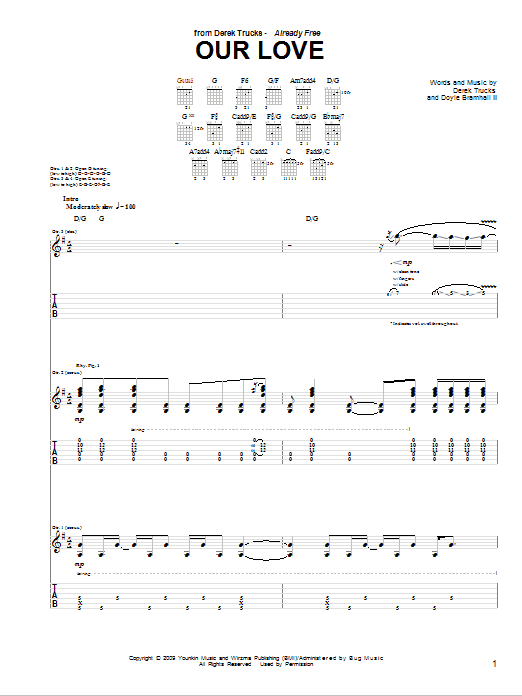 Our Love (Guitar Tab) von The Derek Trucks Band