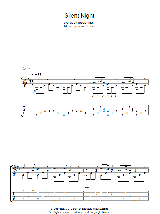 Silent Night (Guitar Tab) von Joseph Mohr