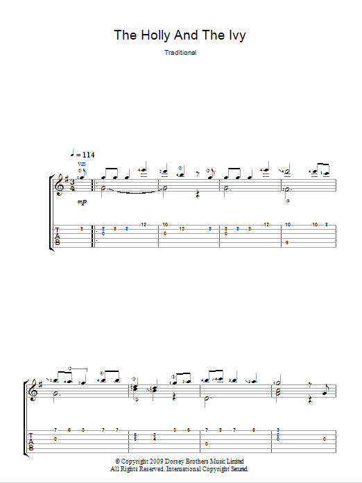 The Holly And The Ivy (Guitar Tab) von Traditional