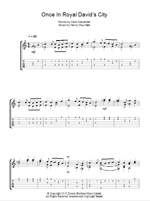 Once In Royal David's City (Guitar Tab) von Cecil F. Alexander