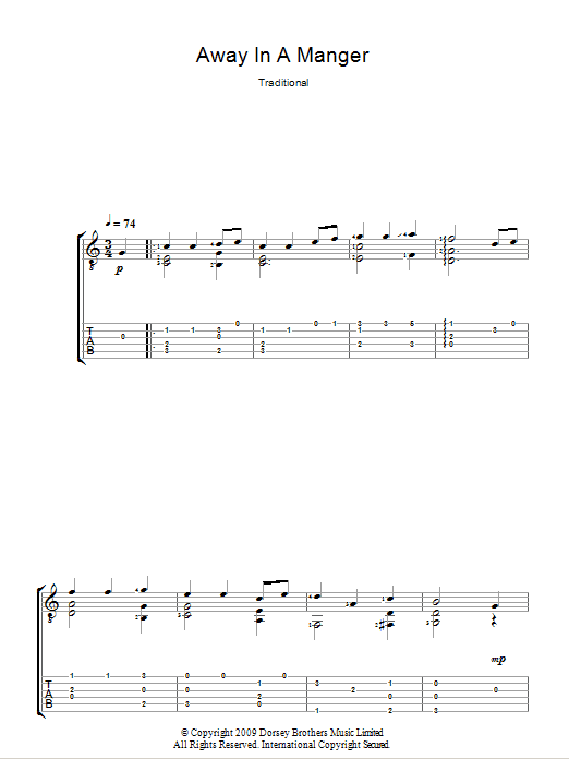 Away In A Manger (Guitar Tab) von Traditional