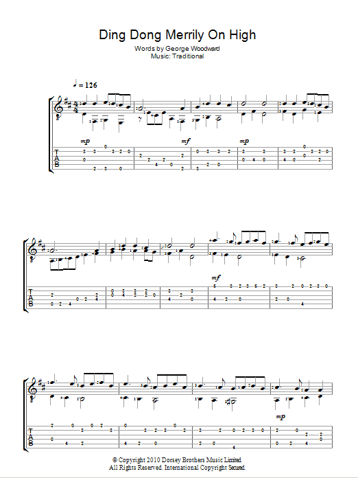 Ding Dong! Merrily On High! (Guitar Tab) von French Carol