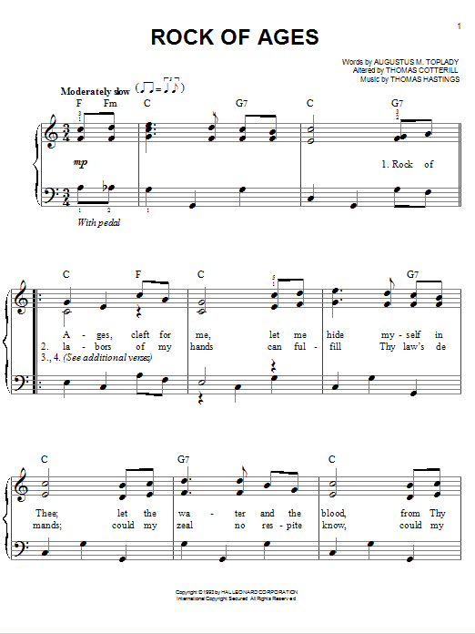 Rock Of Ages (Easy Piano) von Augustus M. Toplady