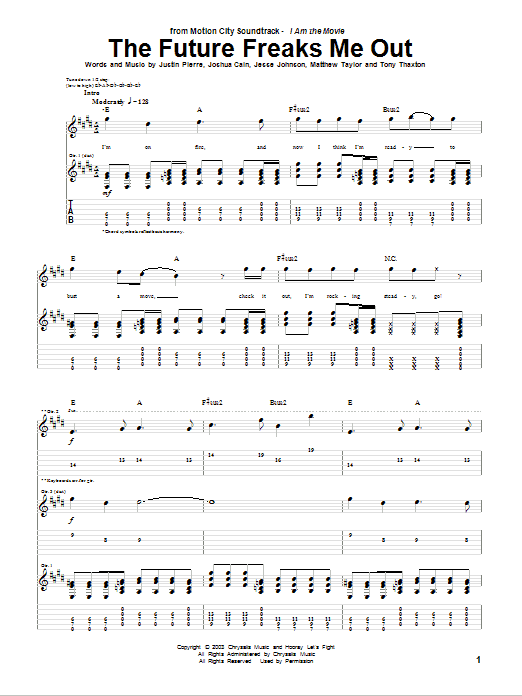 The Future Freaks Me Out (Guitar Tab) von Motion City Soundtrack