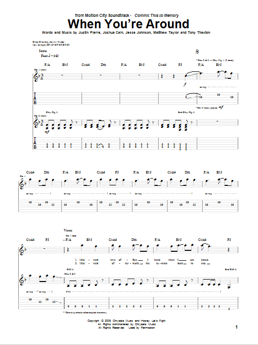 When You're Around (Guitar Tab) von Motion City Soundtrack