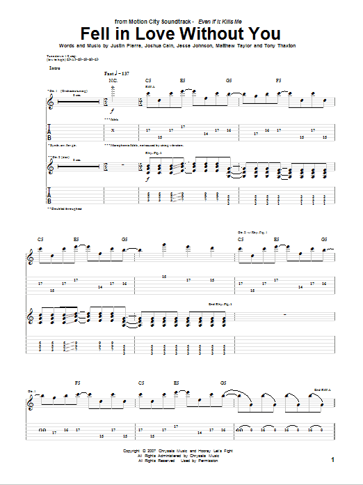Fell In Love Without You (Guitar Tab) von Motion City Soundtrack