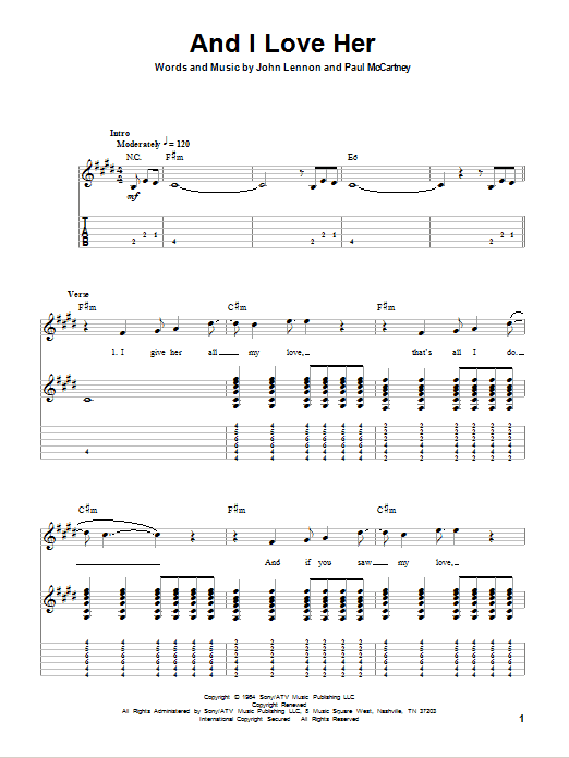 And I Love Her (Guitar Tab (Single Guitar)) von The Beatles