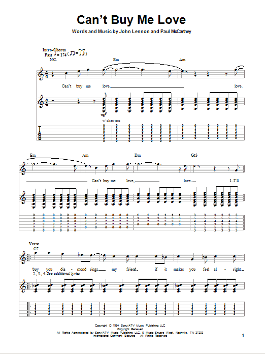 Can't Buy Me Love (Guitar Tab (Single Guitar)) von The Beatles