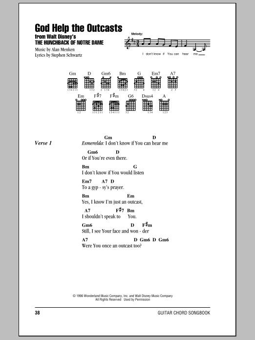 God Help The Outcasts (from The Hunchback Of Notre Dame) (Guitar Chords/Lyrics) von Bette Midler