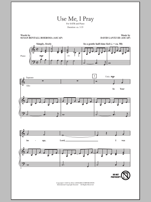 Use Me, I Pray (SATB Choir) von David Lantz III