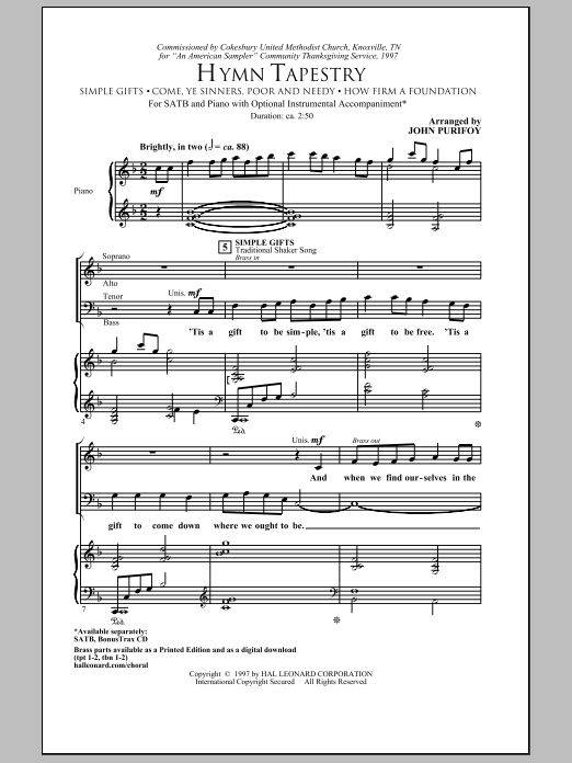 Hymn Tapestry (SATB Choir) von John Purifoy