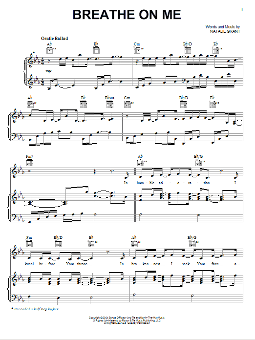 Breathe On Me (with Natalie Grant) (Piano, Vocal & Guitar Chords (Right-Hand Melody)) von Crystal Aikin