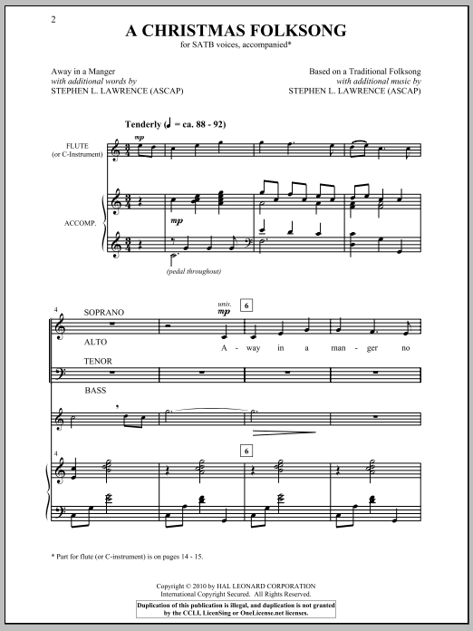 A Christmas Folksong (SATB Choir) von Stephen Lawrence
