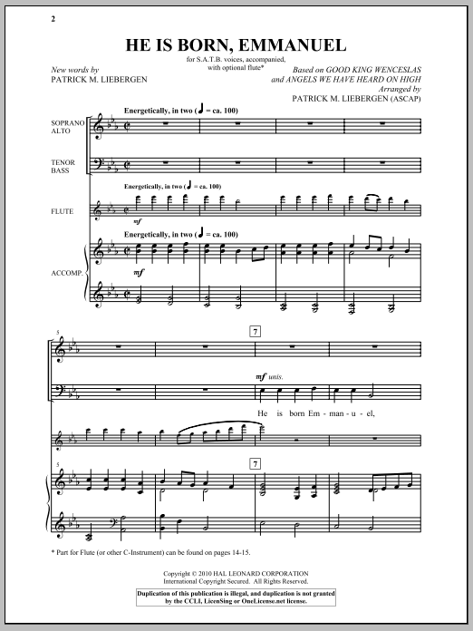He Is Born, Emmanuel (SATB Choir) von Patrick Liebergen