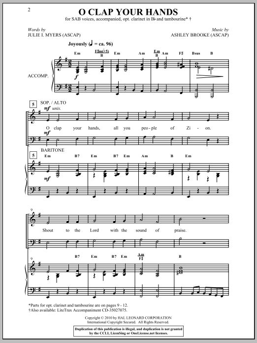 O Clap Your Hands (SAB Choir) von Julie I. Myers