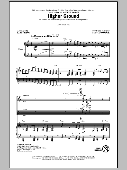 Higher Ground (SATB Choir) von Kirby Shaw