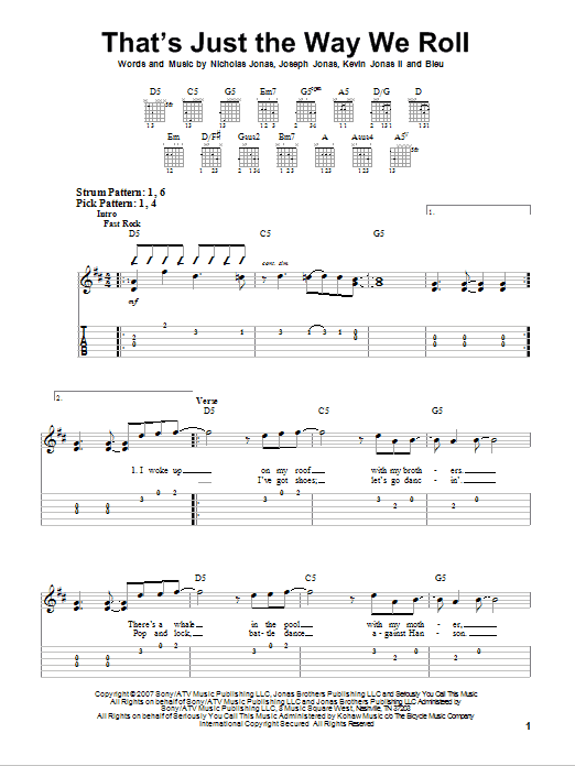 That's Just The Way We Roll (Easy Guitar Tab) von Jonas Brothers