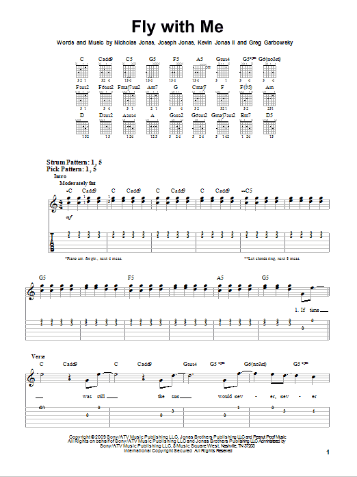 Fly With Me (Easy Guitar Tab) von Jonas Brothers