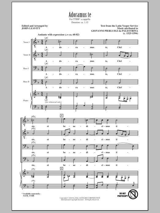 Adoramus Te (TTBB Choir) von John Leavitt