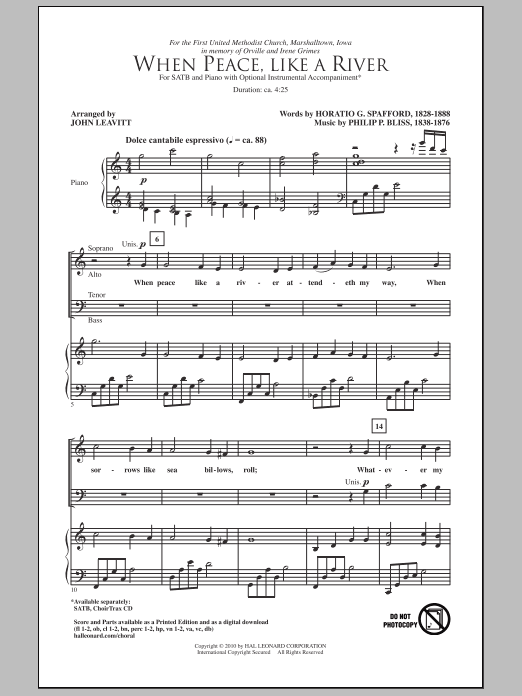 When Peace Is Like A River (SATB Choir) von John Leavitt