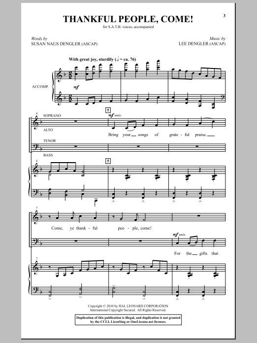 Thankful People, Come (SATB Choir) von Lee Dengler