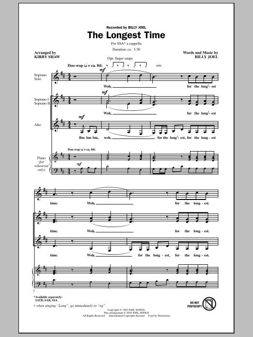 The Longest Time (arr. Kirby Shaw) (SSA Choir) von Billy Joel