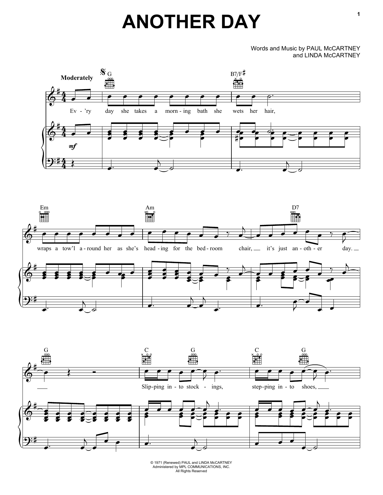 Another Day (Piano, Vocal & Guitar Chords (Right-Hand Melody)) von Paul McCartney