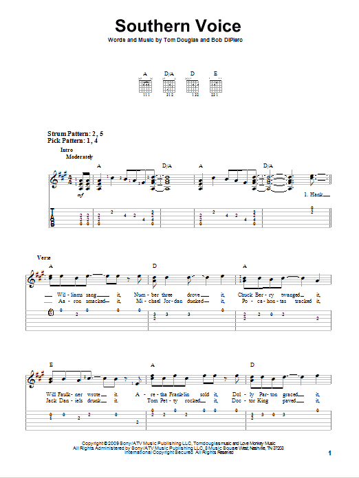 Southern Voice (Easy Guitar Tab) von Tim McGraw