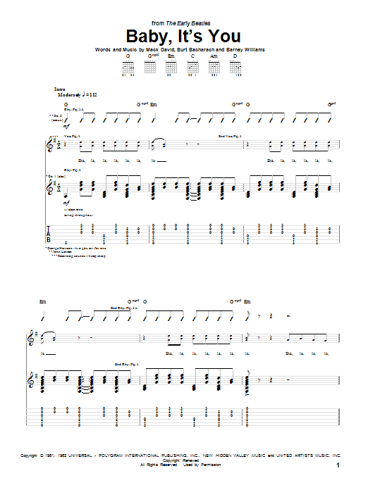 Baby, It's You (Guitar Tab) von The Beatles