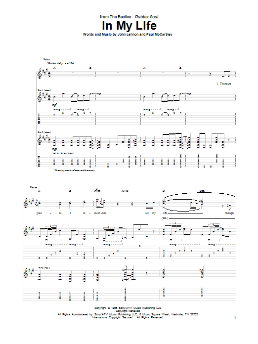 In My Life (Guitar Tab) von The Beatles